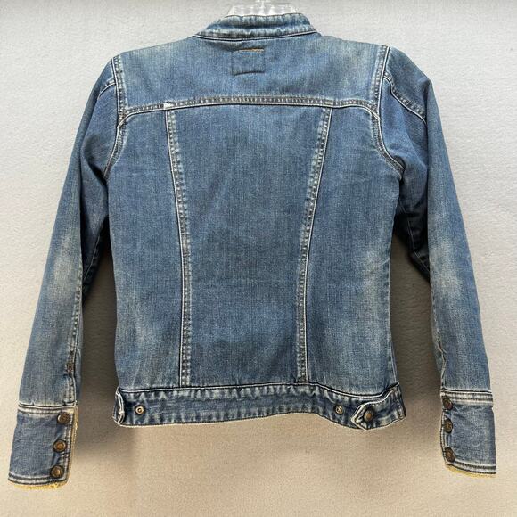 Levi's XX Jacket Women's M Blue Sherpa Lined Denim Jacket Band Collar Vintage - Picture 2 of 11